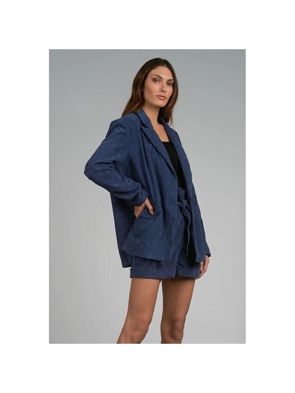Elan BNWT women "conway" corduroy jacket blazer sz small blue oversize
